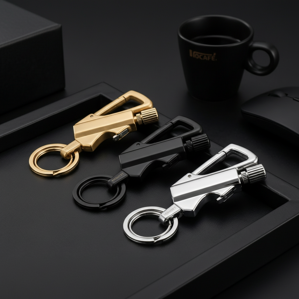 Golden metal keychain lighter